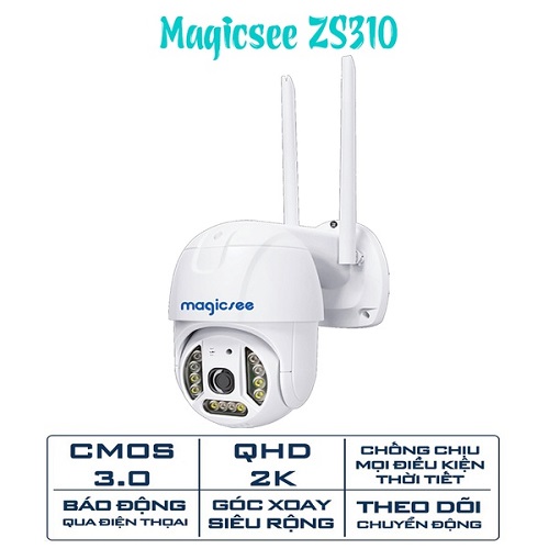 Camera Wifi Magicsee ZS310 (3MP 2K, Xoay 360 Độ, Đàm Thoại 2 Chiều, Led Màu Đêm )